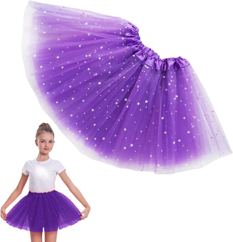 WINROLA Girls Stars Sequins Tutu Skirt Princess Ballet Dance Tutu Dress 3 Layered Halloween Christmas Tutu - Image 1